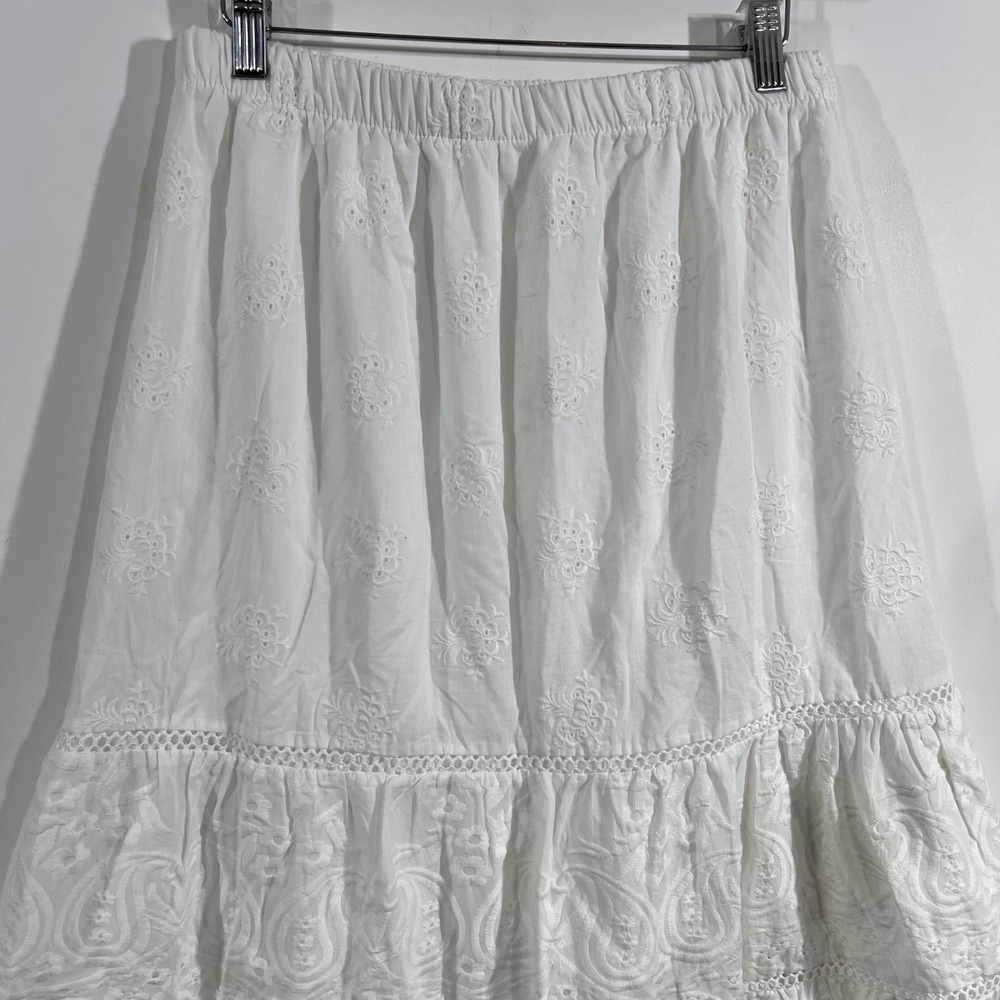 Diva Cottagecore Renfair Eyelet Tiered Midi Skirt Dainty Womens Medium Boho Chic - Picture 4 of 9